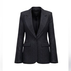 Smythe Black Floral Jacquard Peaked Lapel Blazer | 10P